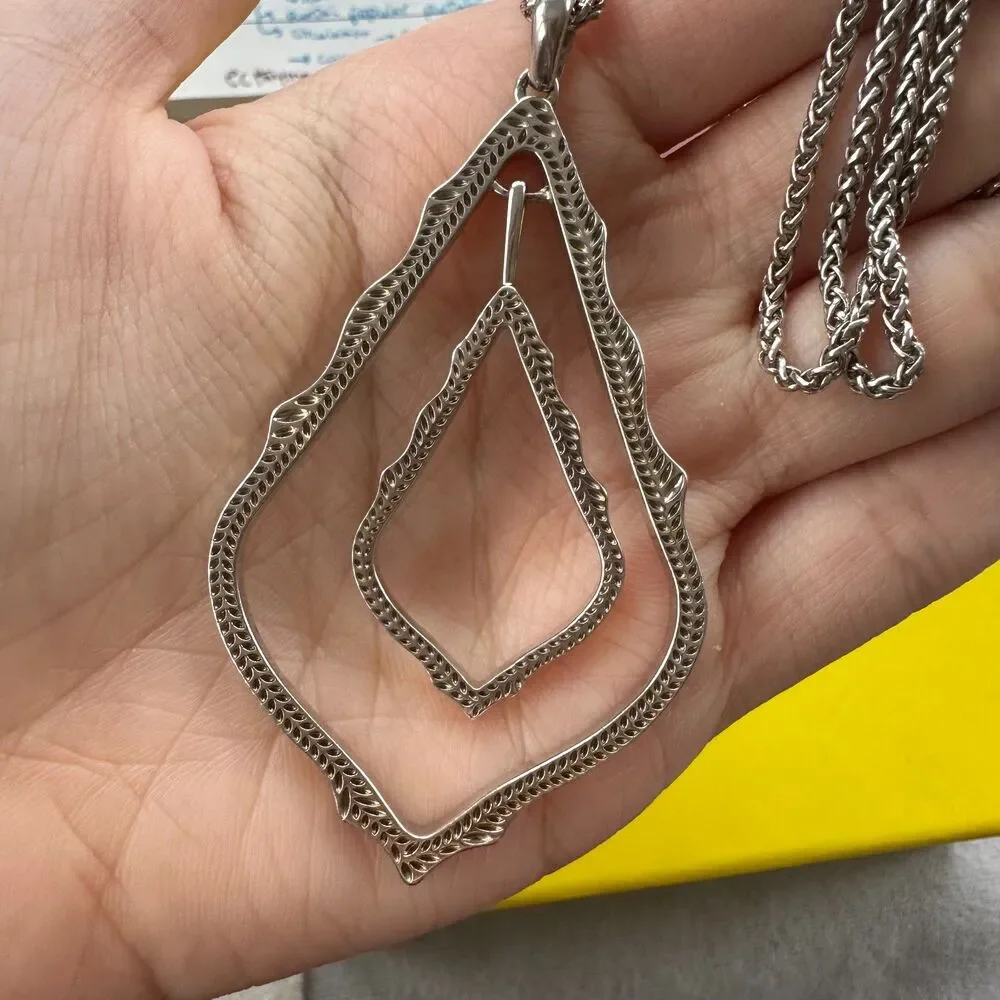 NWOT Kendra Scott Simon Pendant Necklace Silver_13